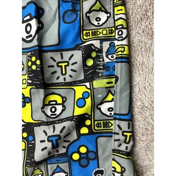 Trukfit Men’s  36 Swim Board Shorts Blue Green Gray Pockets Lil Wayne Pool Party - Picture 8 of 16